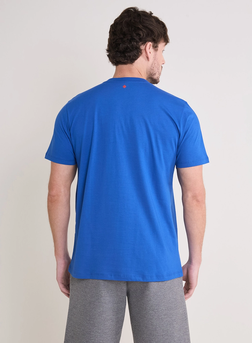 Camiseta Masculina New Slim Detalhe Frontal Azul 4