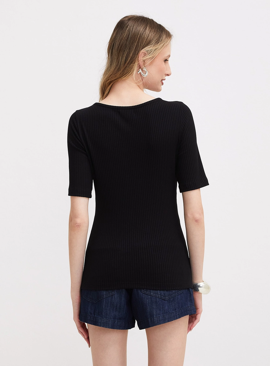 Blusa Justa Canelada Preto 3
