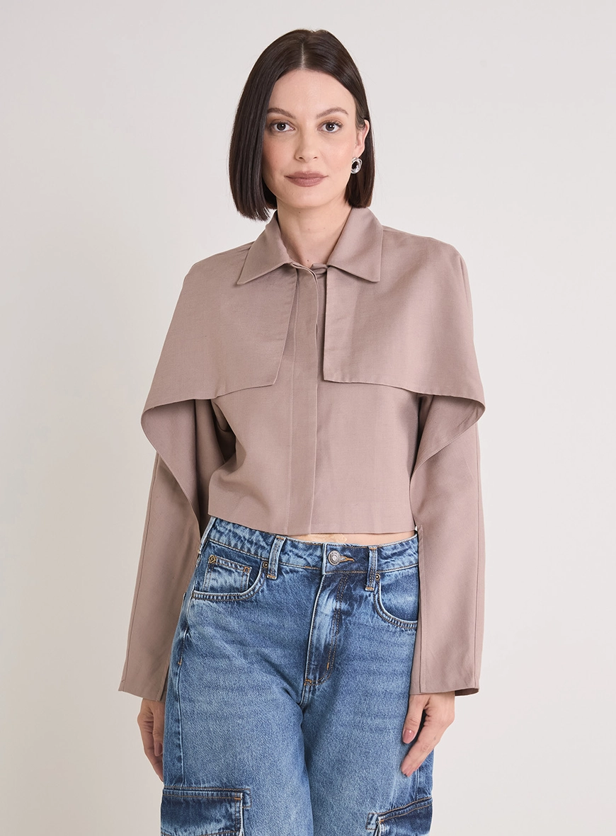 Casaco Feminino Alfaiataria Estruturado Marrom 1