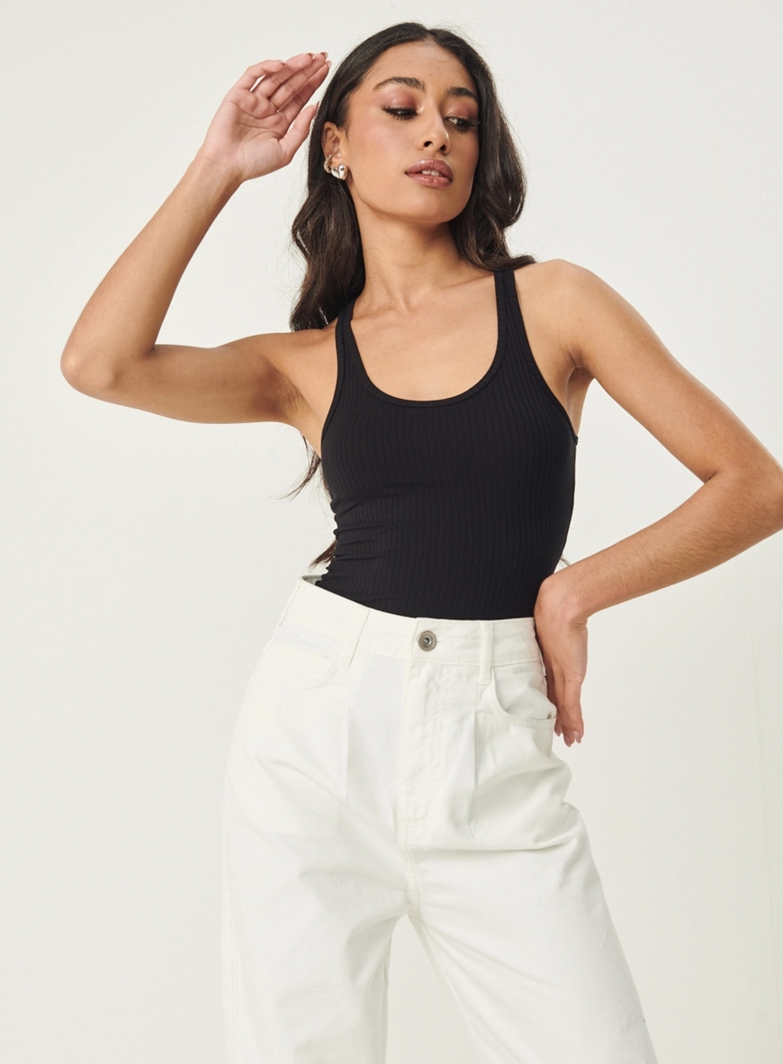 Blusa Regata Feminina Slim Viscose Canelada