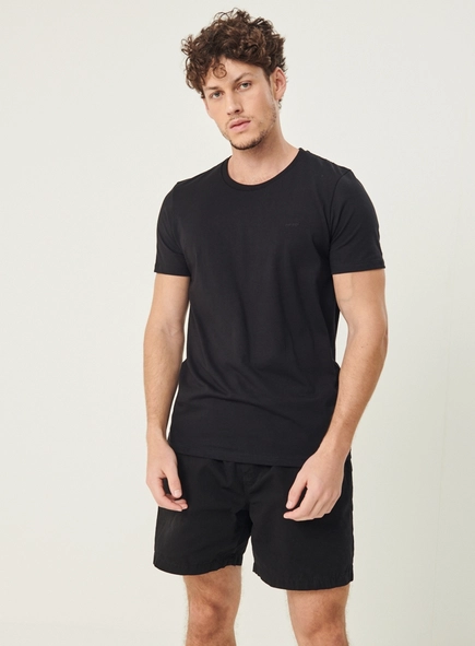Camiseta Masculina Essential Flex Algodão Preto