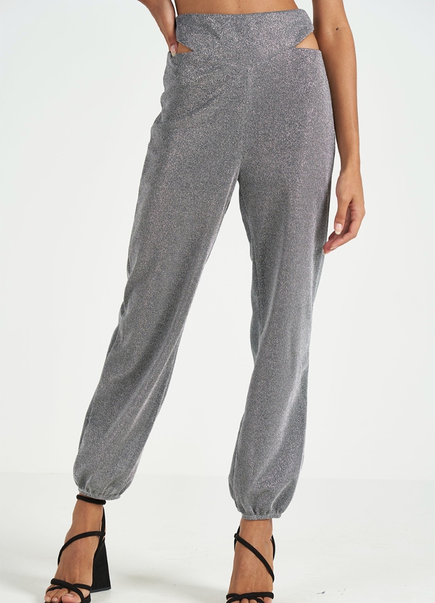 Calça Jogger Com Cut Out Metalizada Chumbo Colcci