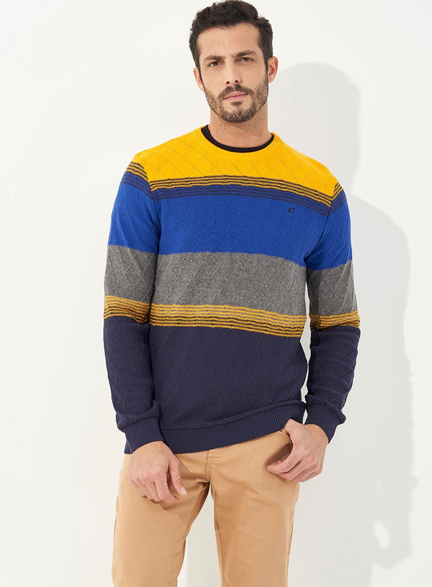 Suéter Listrado Tricô Com Bordado Colcci