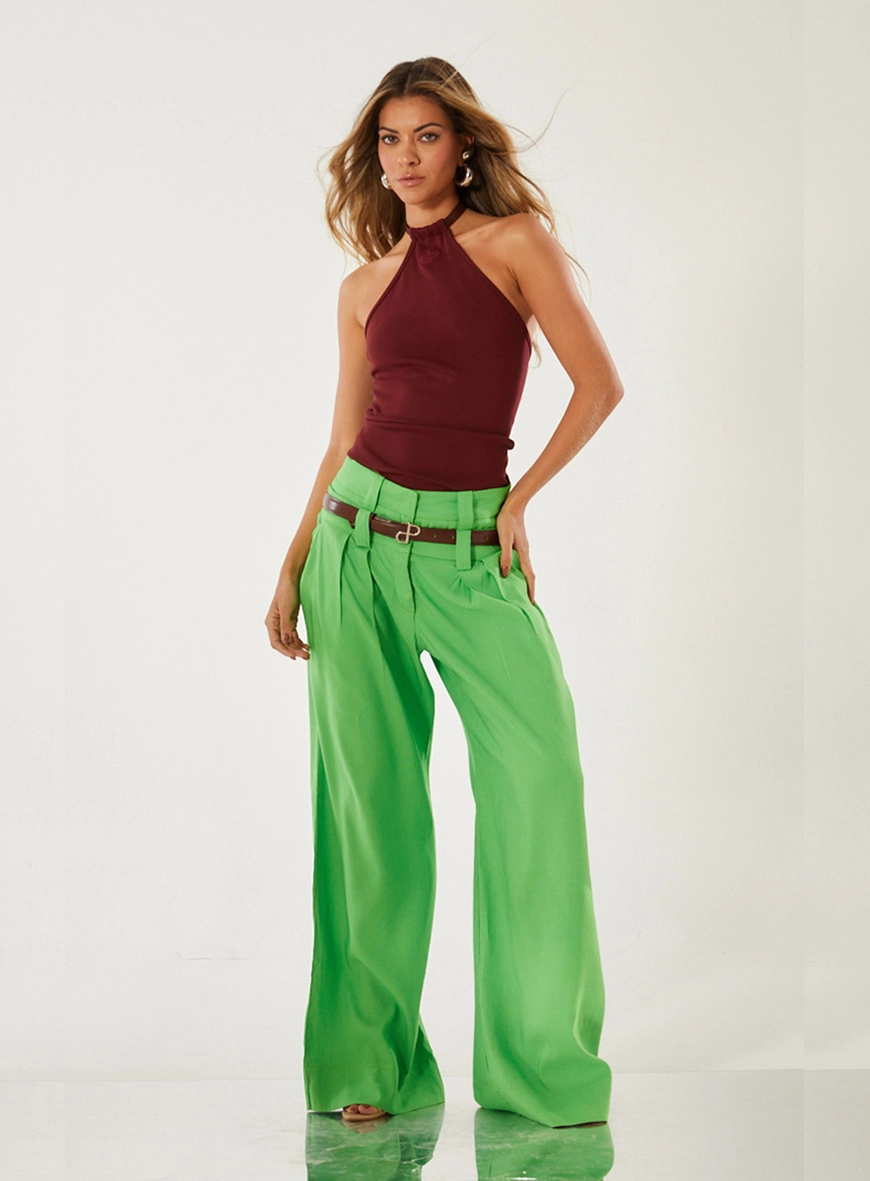 Calça Pantalona Cós Duplo Verde 1