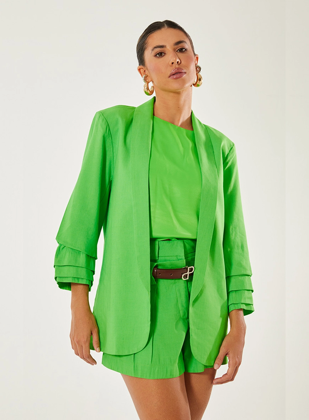 Blazer Alfaiataria Com Detalhe Pregas Verde 1