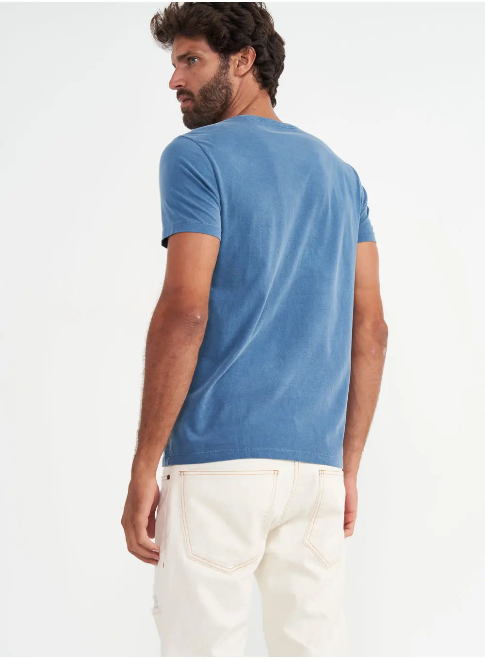 Camiseta Slim Manga Curta Beach Azul Windy Blue