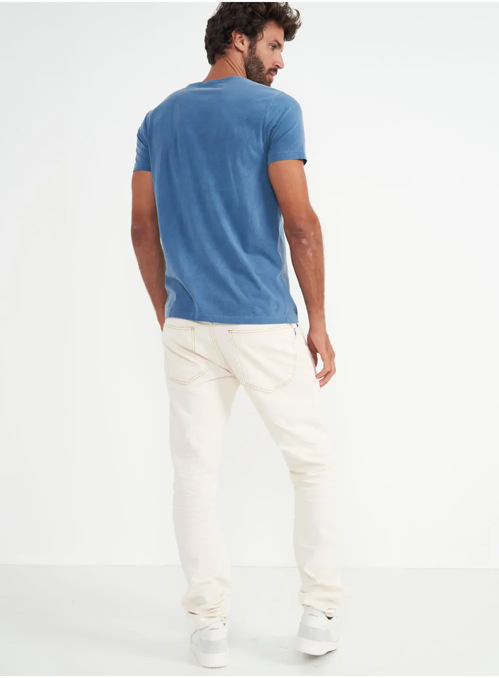 Camiseta Slim Manga Curta Beach Azul Windy Blue