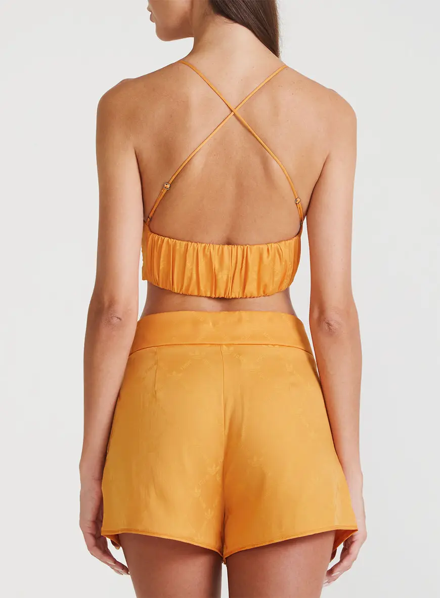 Top Adidas Jacquard Com Decote Cavado Laranja
