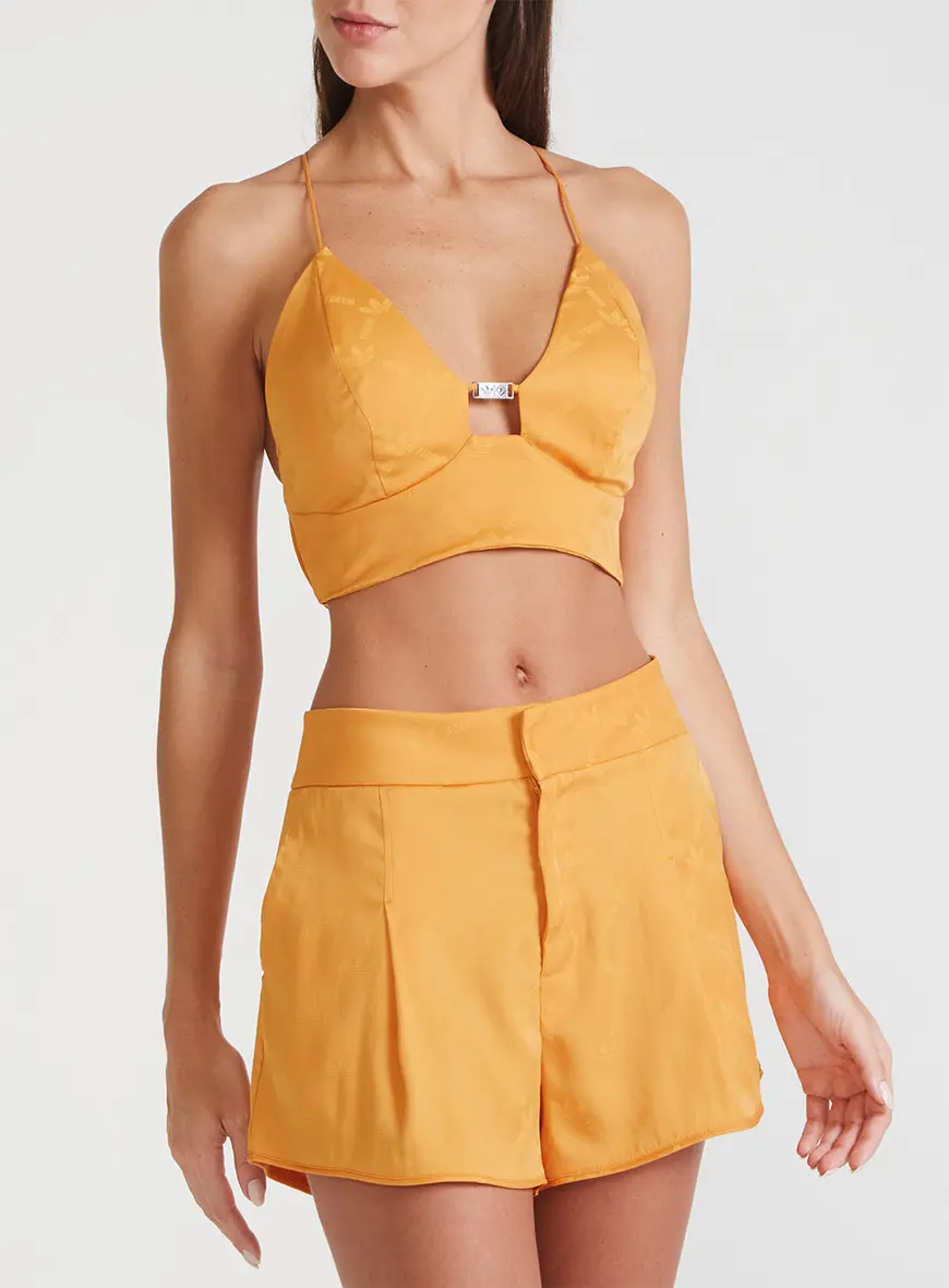 Top Adidas Jacquard Com Decote Cavado Laranja