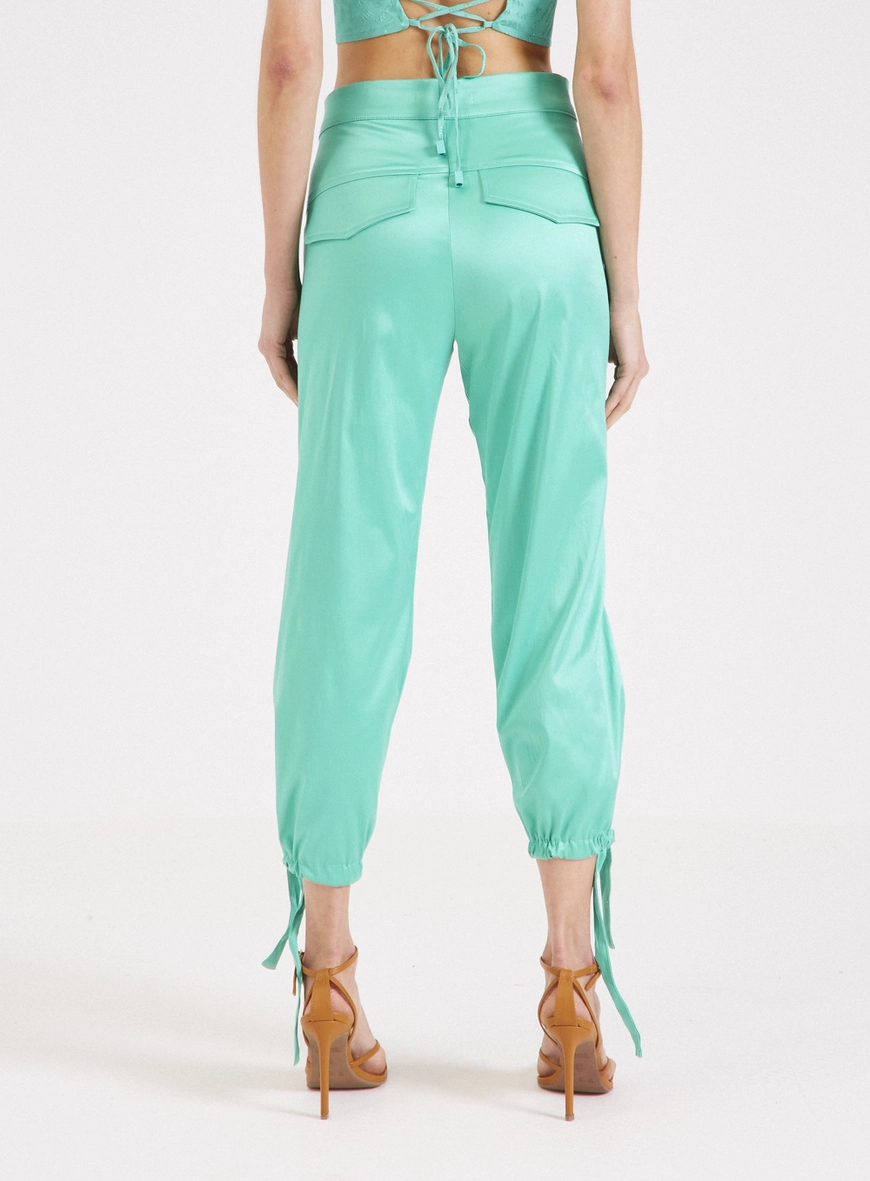 Calça Jogger Acetinada Com Amarração Verde  2