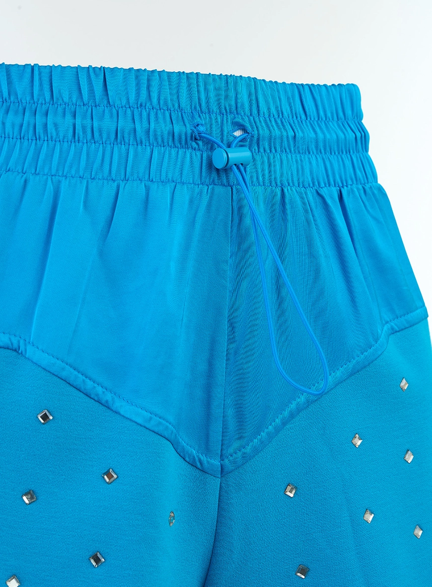 Short Comfort Cintura Alta Com Aplicação Azul 3