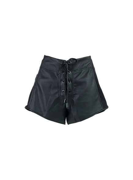 Short Feminino Em Material Sintético Com Ilhós