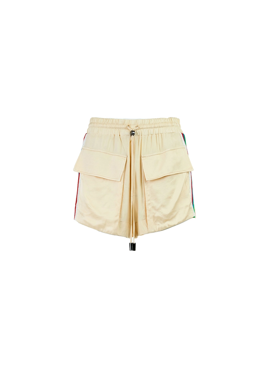 Short Comfy Com Bolsos Frontais Bege 1