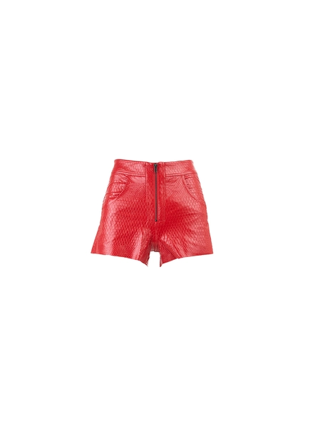 Short Couro Fake Cintura Alta Metalizado