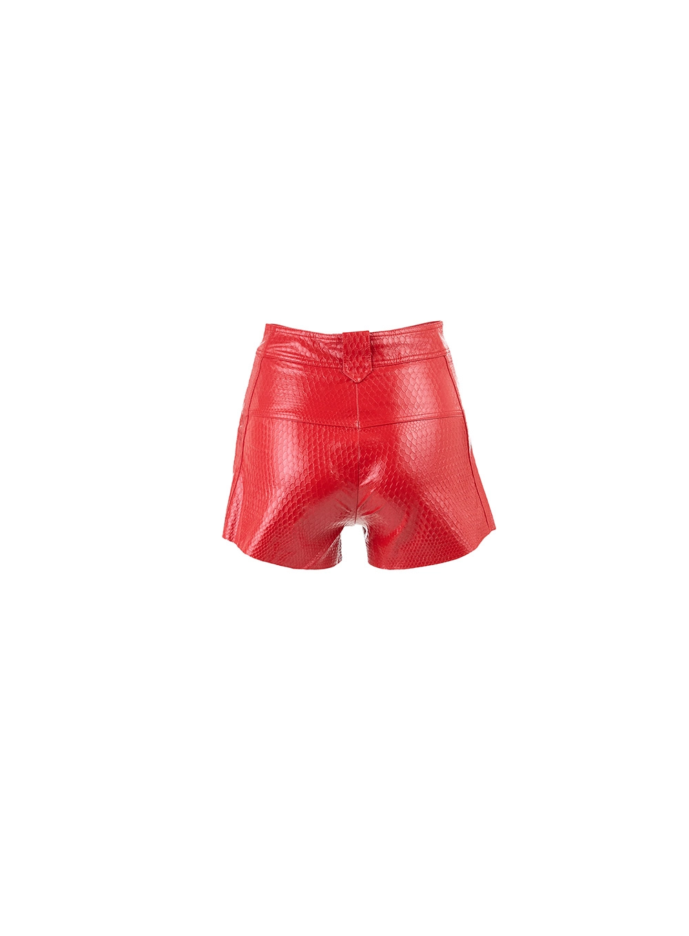 Short Couro Fake Cintura Alta Metalizado Vermelho 2
