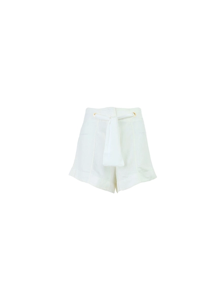 Short Linho Com Ilhós E Faixa