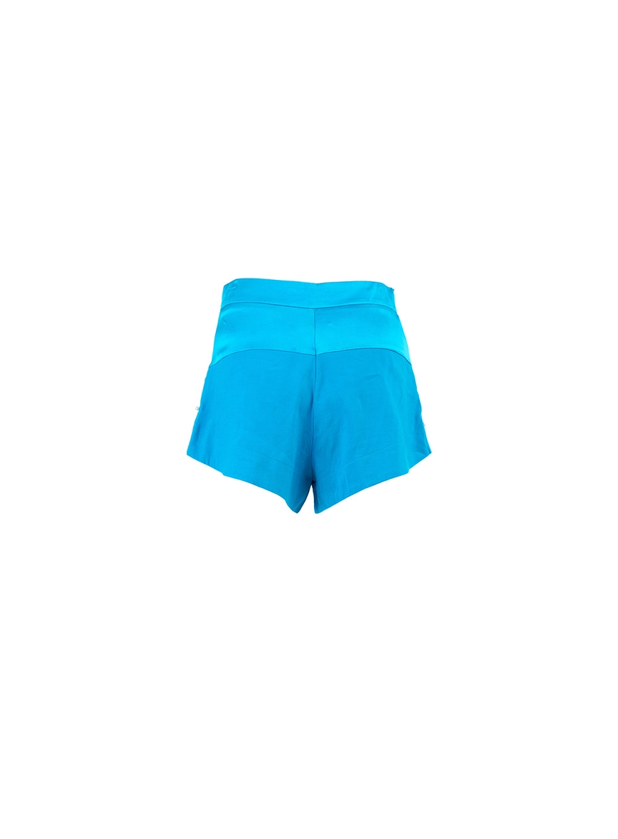 Short Linho Com Bordado Manual Azul 2