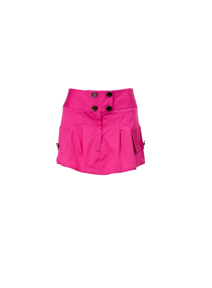Saia Plissada Com Lapelas Rosa 1