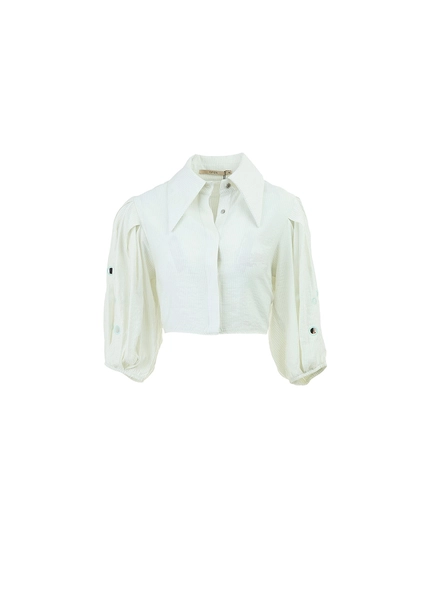 Camisa Cropped Listrada Com Bordado