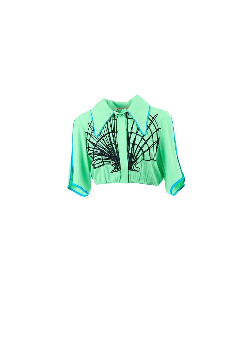 Camisa Linho Com Bordado Verde 1