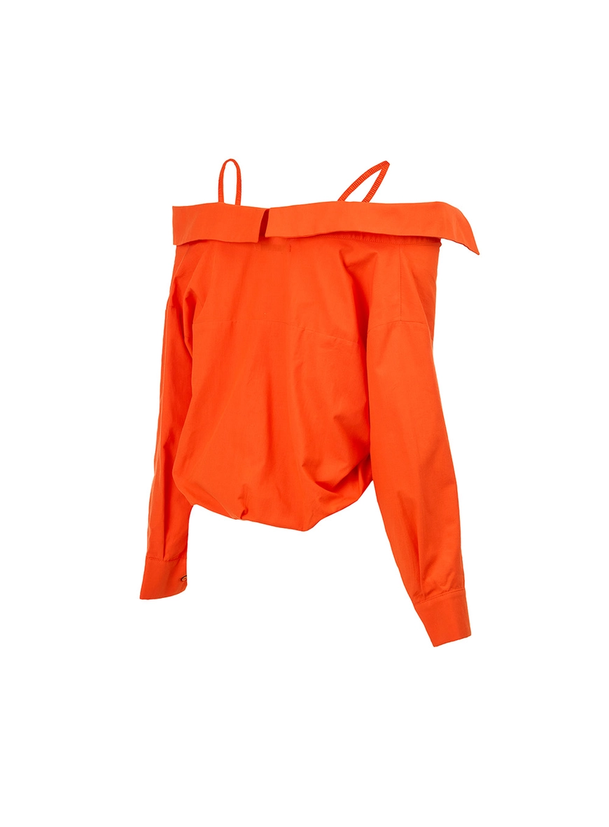 Camisa Cropped Com Amarração Laranja 2