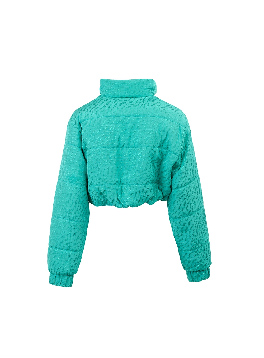 Jaqueta Cropped Seda Jacquard Verde 2