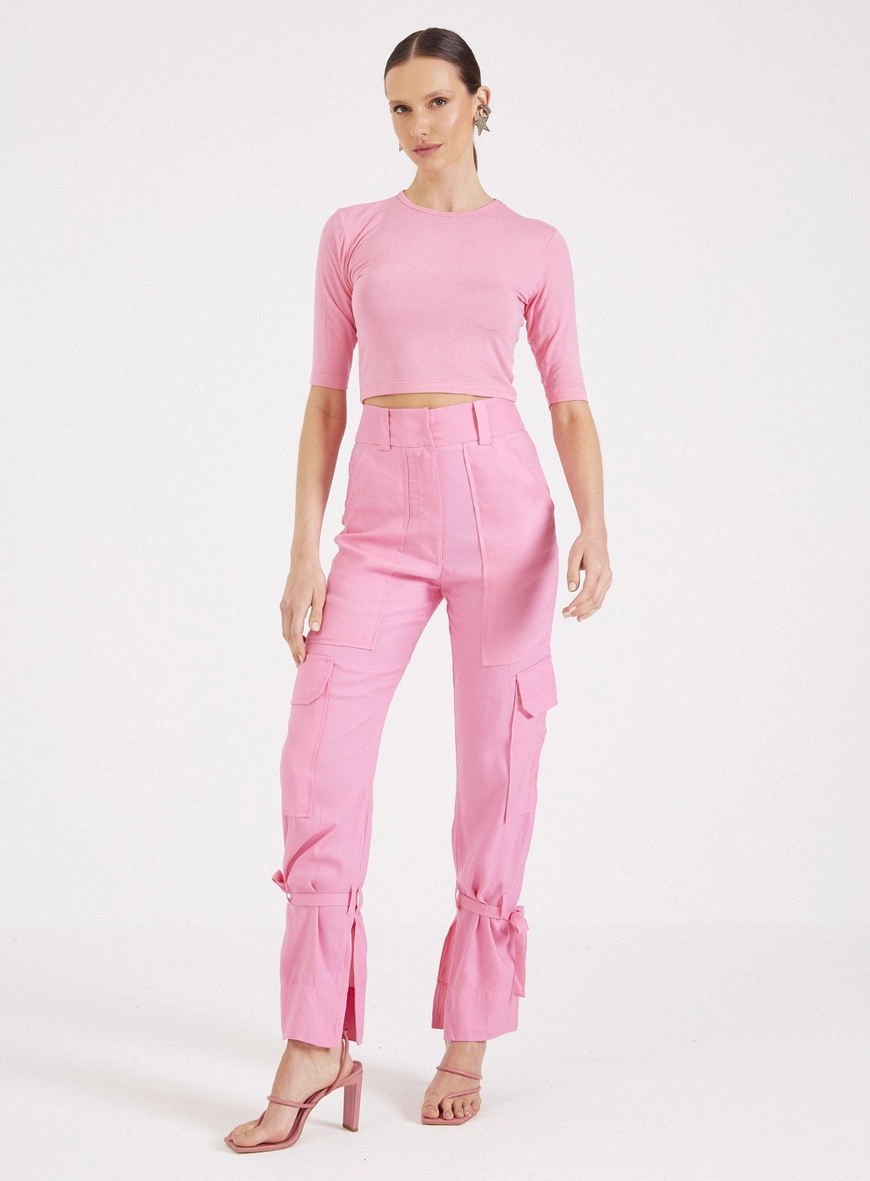 Camiseta Cropped Slim Rosa 4