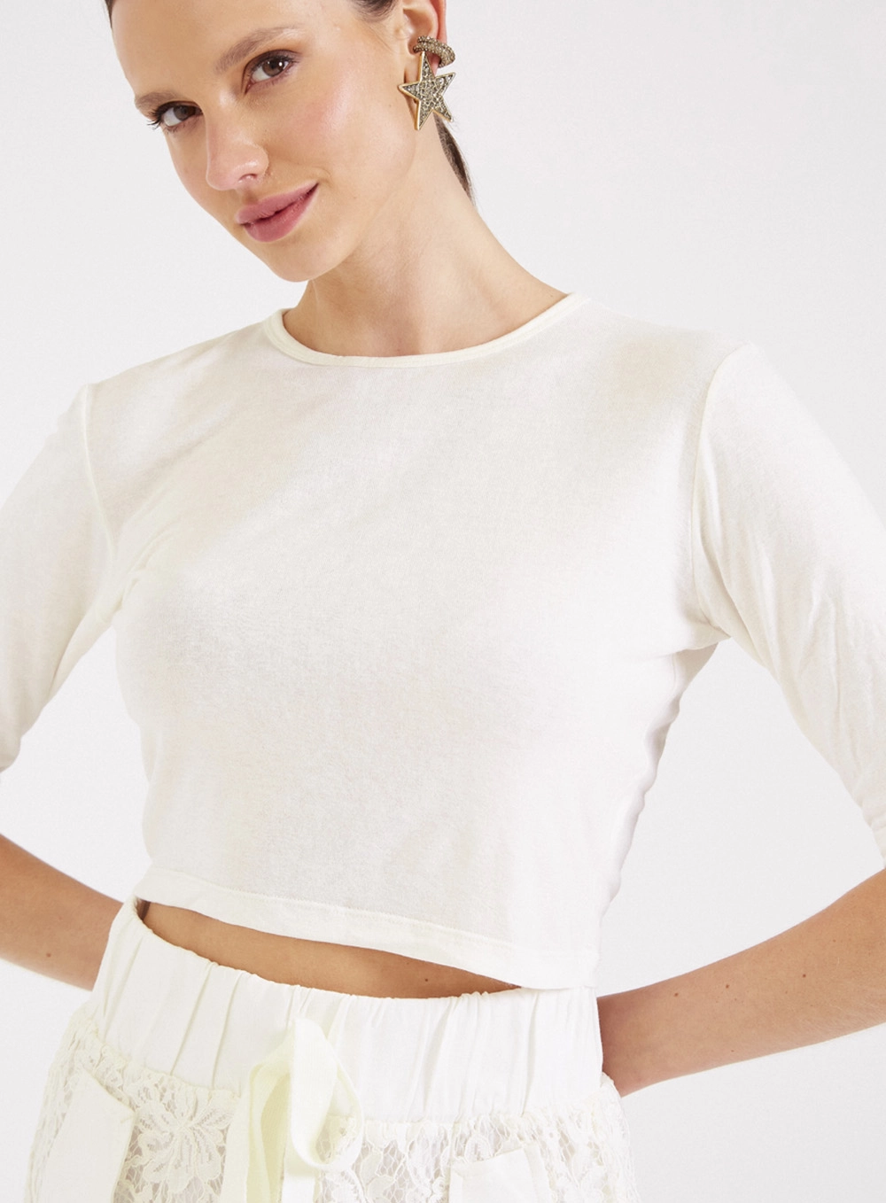 Camiseta Cropped Slim Off Shell 3