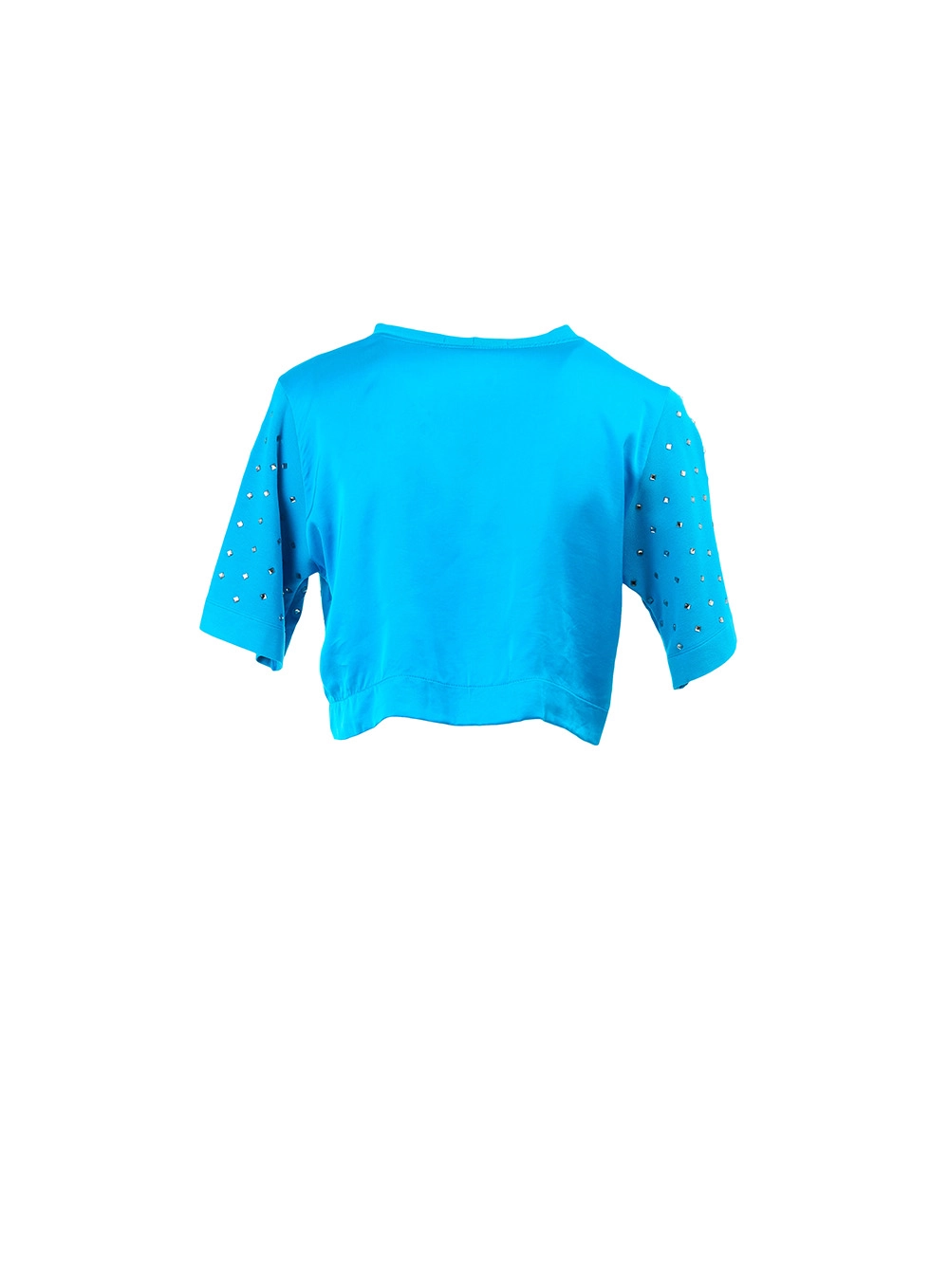 Camiseta Cropped Manga Curta Com Aplicação Azul  2