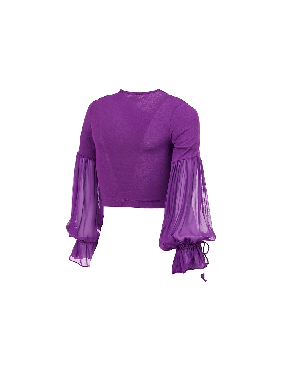 Blusa Cropped Com Detalhe Manga Tule Roxo 2