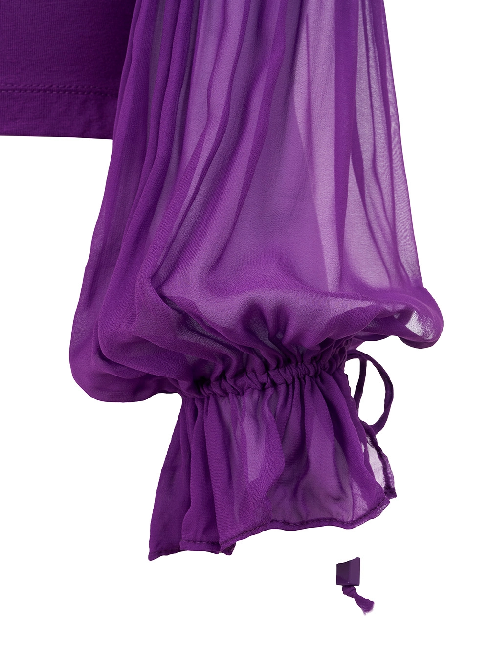 Blusa Cropped Com Detalhe Manga Tule Roxo 3