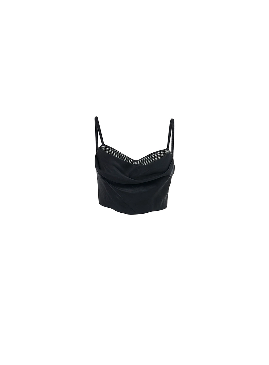 Blusa Franzida Com Aplicação De Strass Preto 1