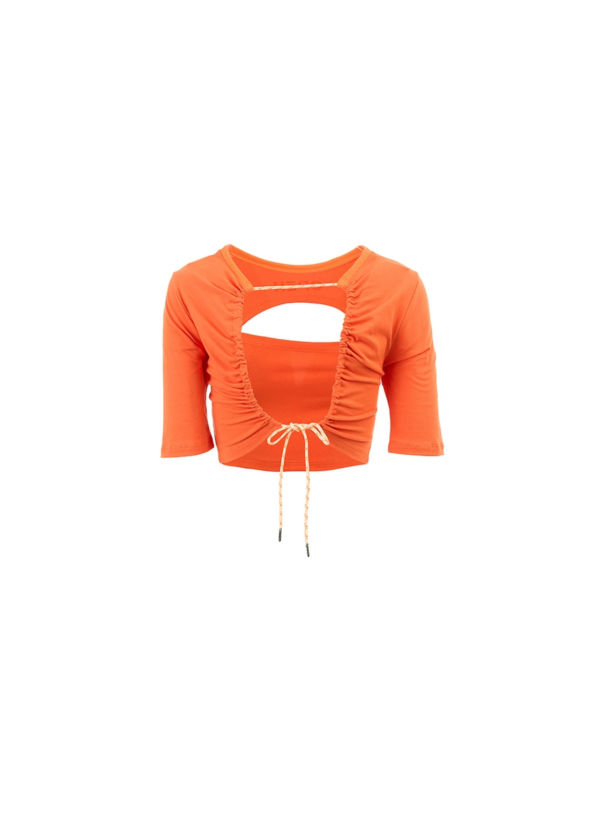 Blusa Slim Com Aplicação De Strass Em Logo Laranja 2