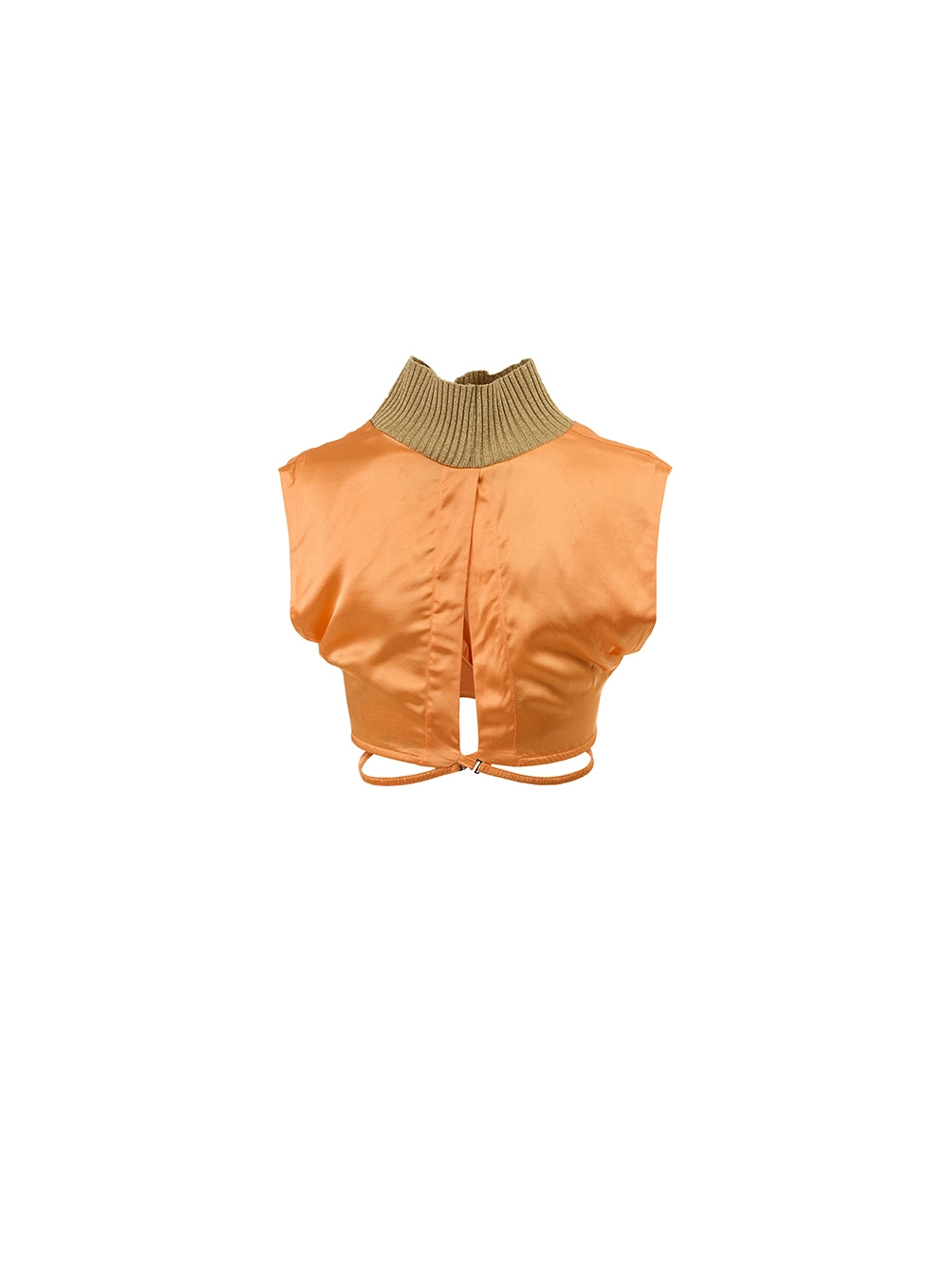 Blusa Metalizada Com Gola Tricô Laranja 2