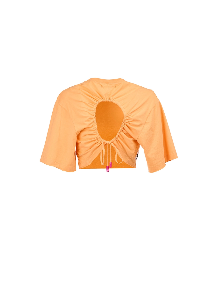 Blusa Cropped Com Amarração Laranja 2