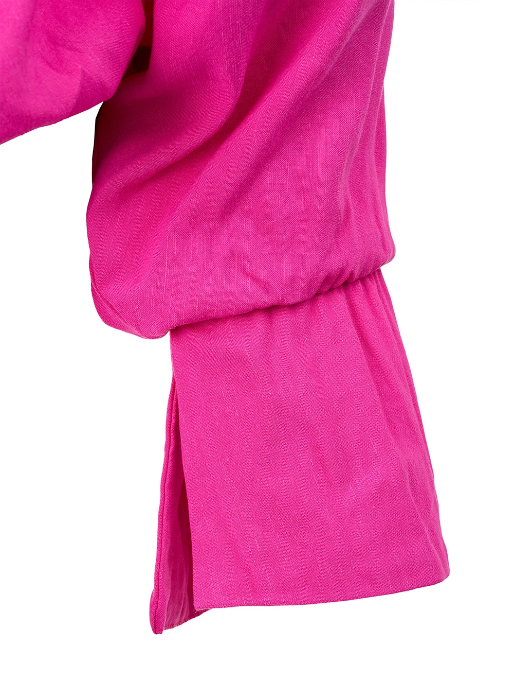 Blusa Cropped Linho Com Mangas Bufantes Rosa 3