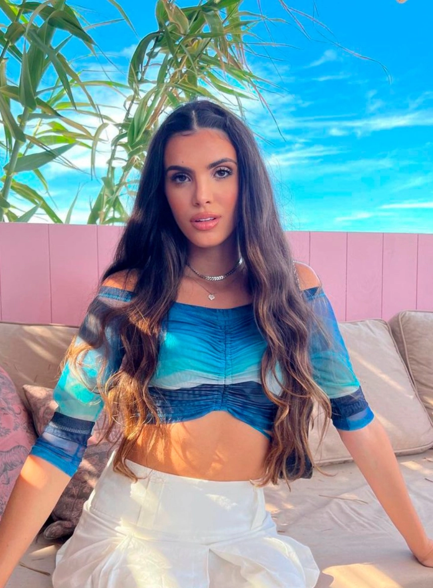 Blusa Cropped Em Tule Waves Estampado 1