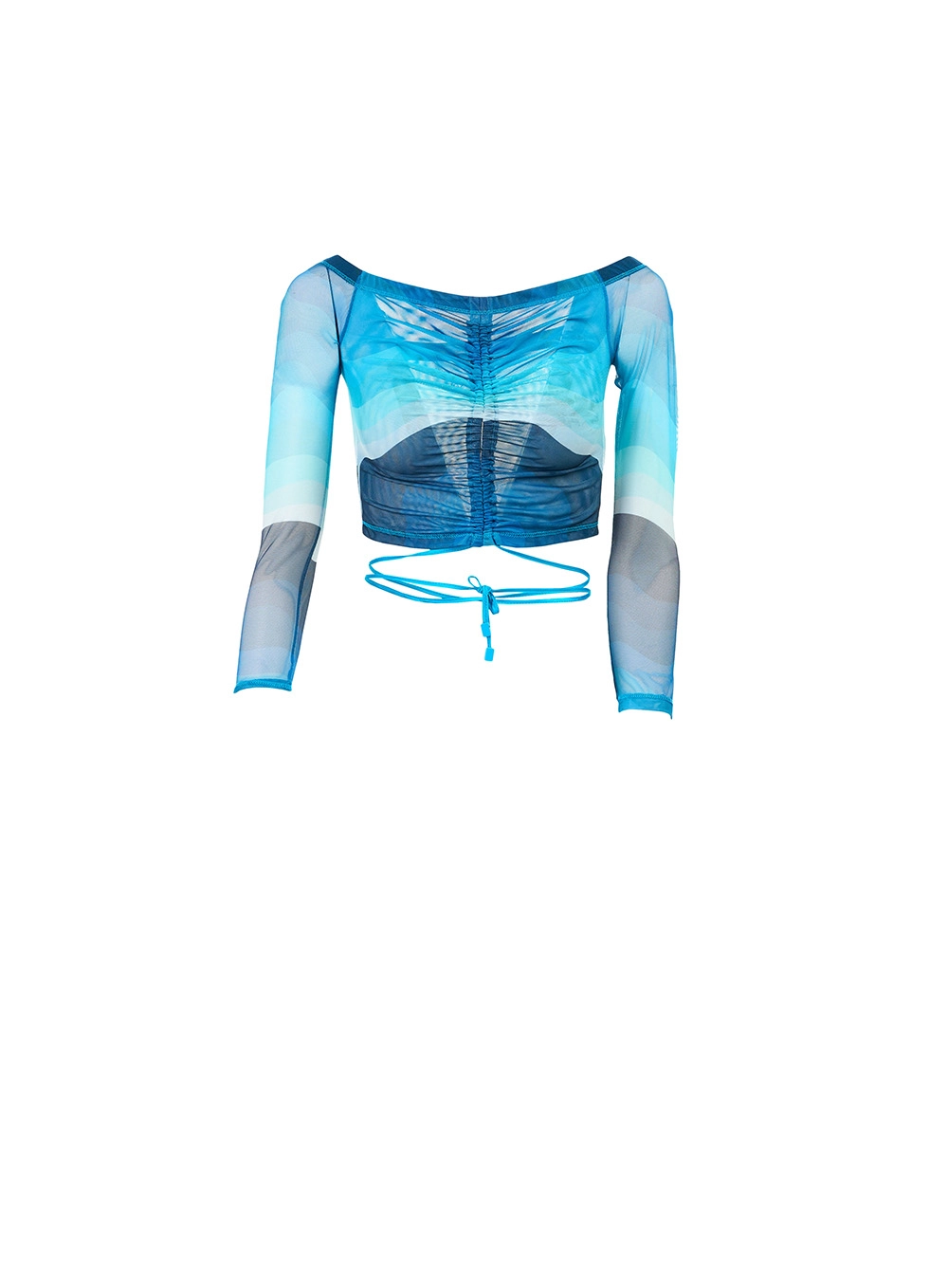 Blusa Cropped Em Tule Waves Estampado 3