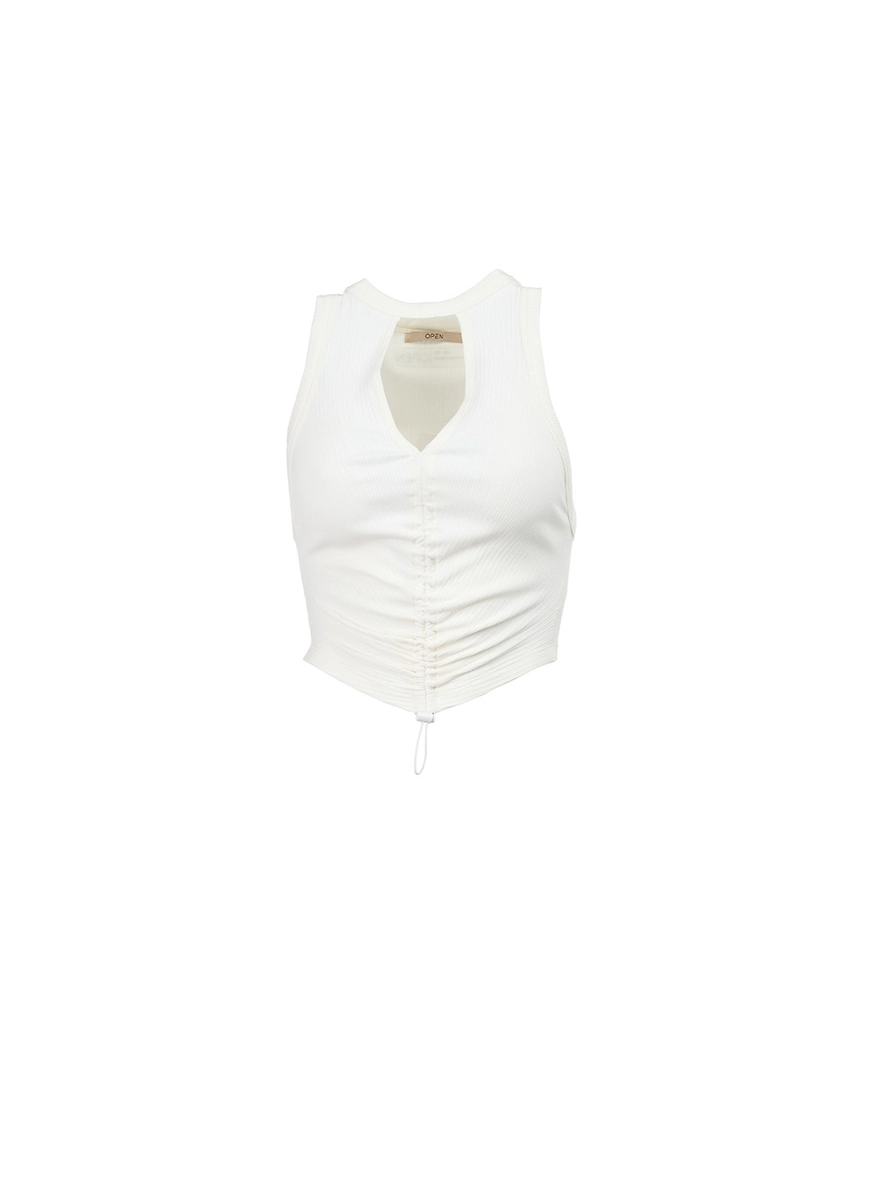 Blusa Regata Canelada Com Franzidos Off Shell 1
