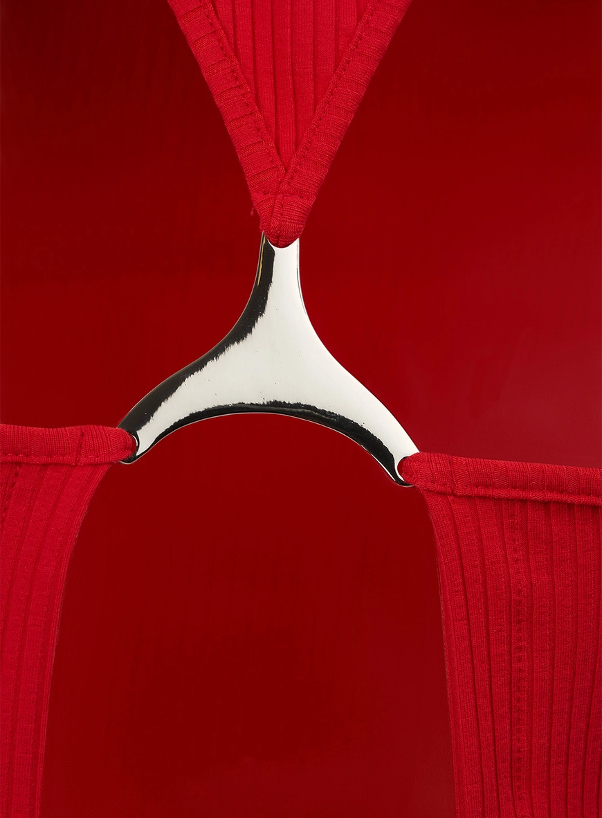 Blusa Slim Cropped Canelada Vermelho  3
