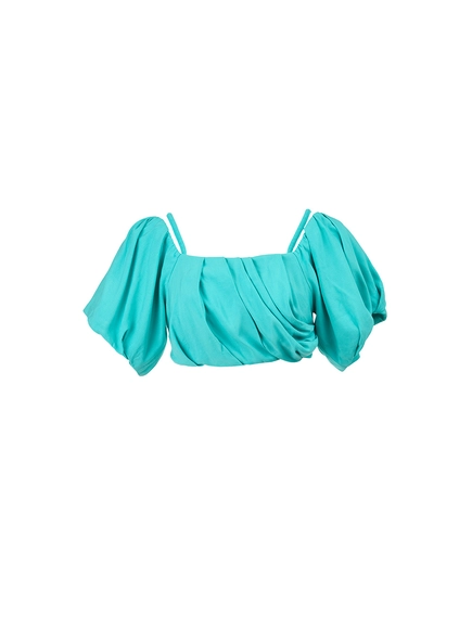 Blusa Cropped Franzida Com Amarração