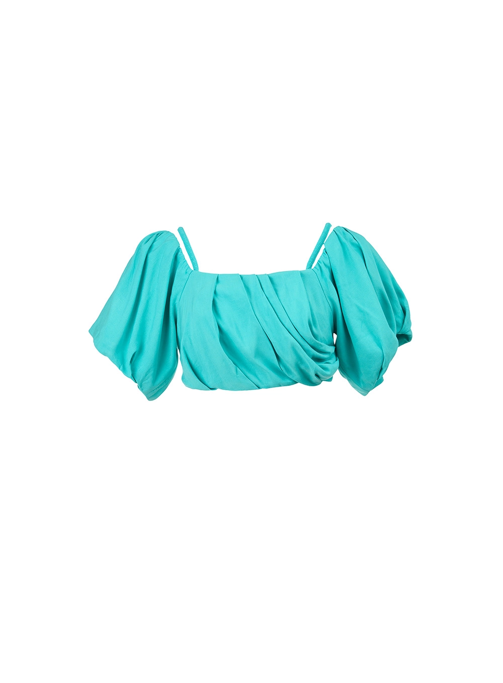 Blusa Cropped Franzida Com Amarração Verde 1