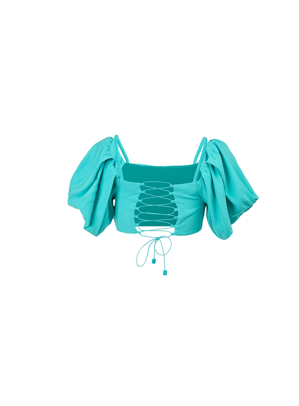 Blusa Cropped Franzida Com Amarração Verde 2
