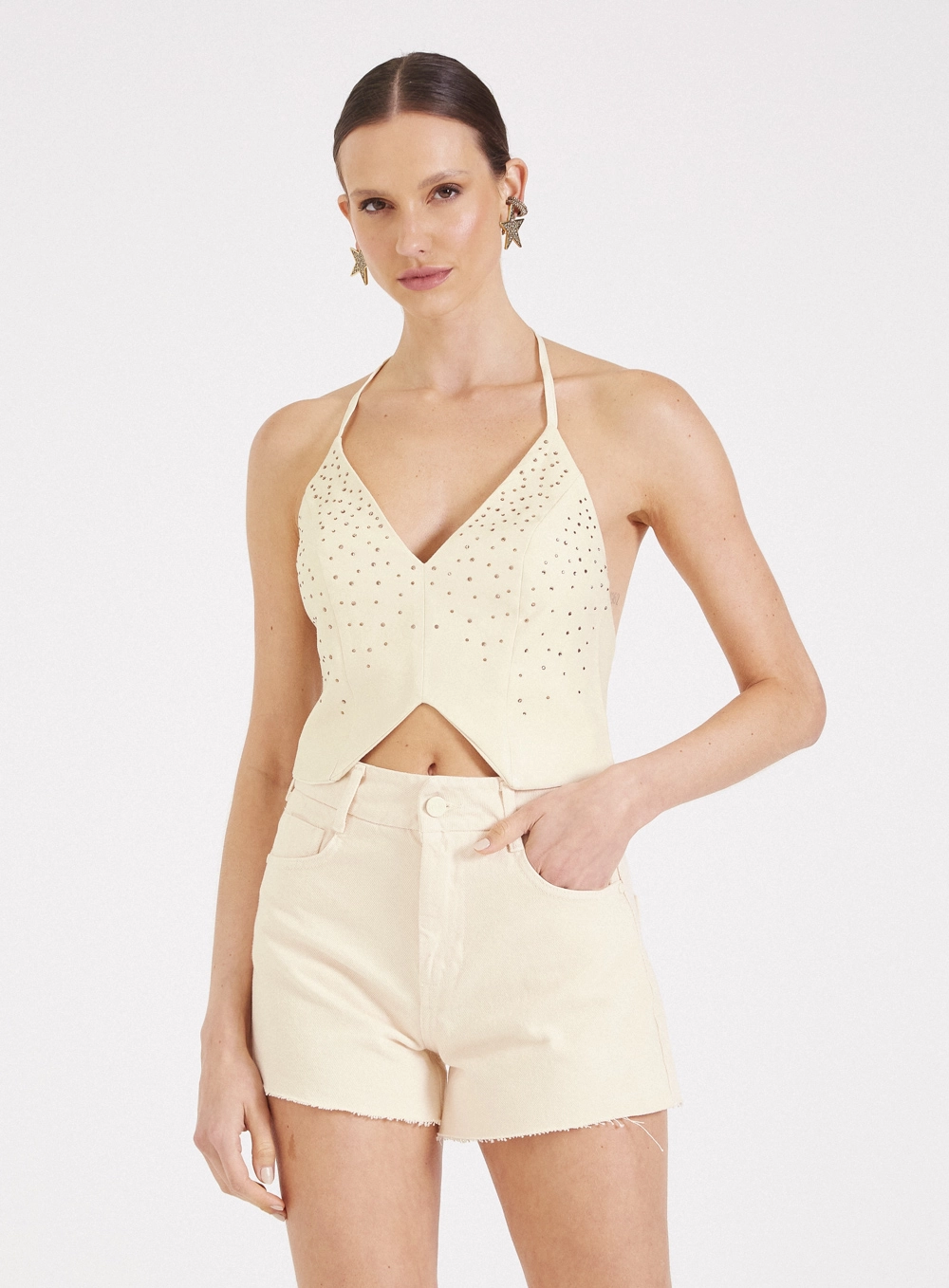 Blusa Com Aplicação Bege 3