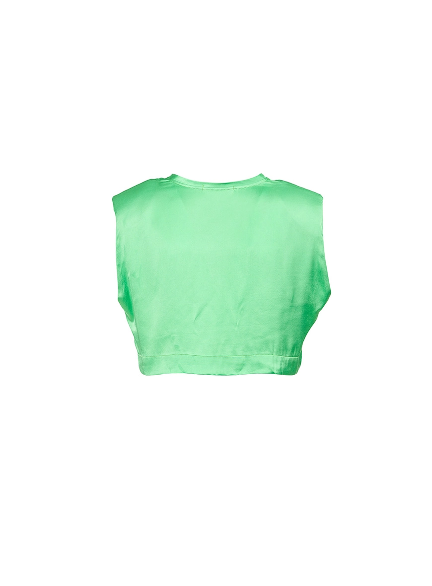 Blusa Cropped Muscle Acetinada Verde 2