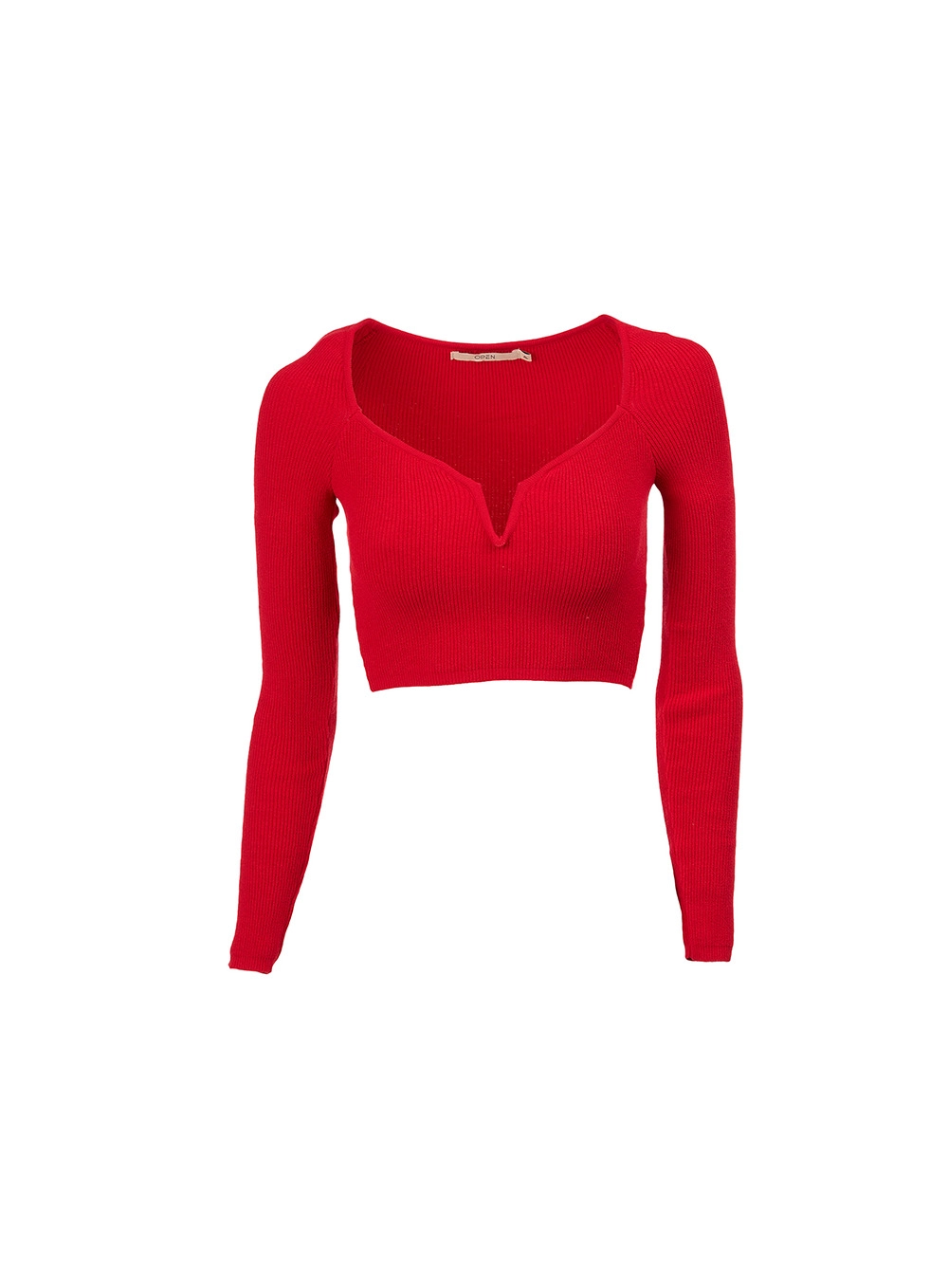 Blusa Slim Tricô Com Manga Longa Vermelho 1