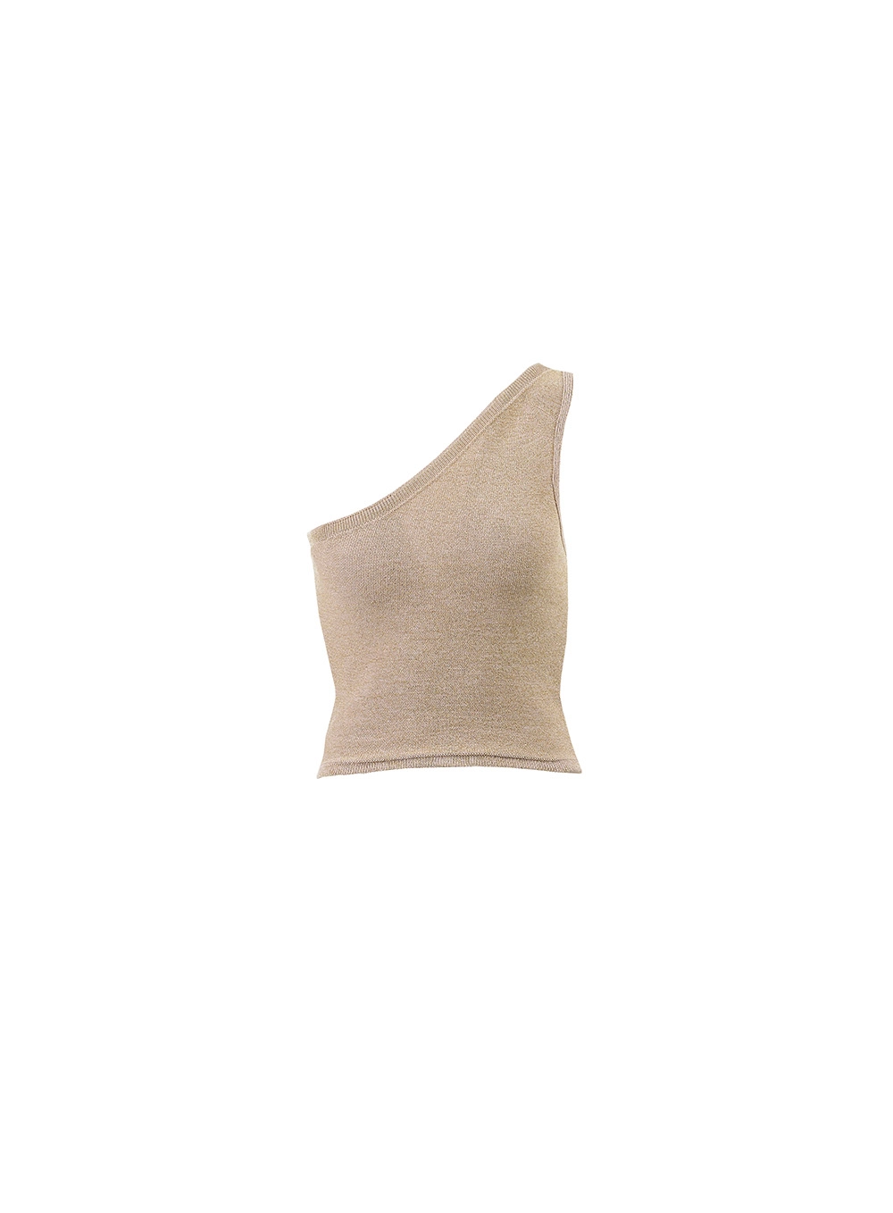 Blusa Assimétrica Em Tricô Metalizado Bege 1