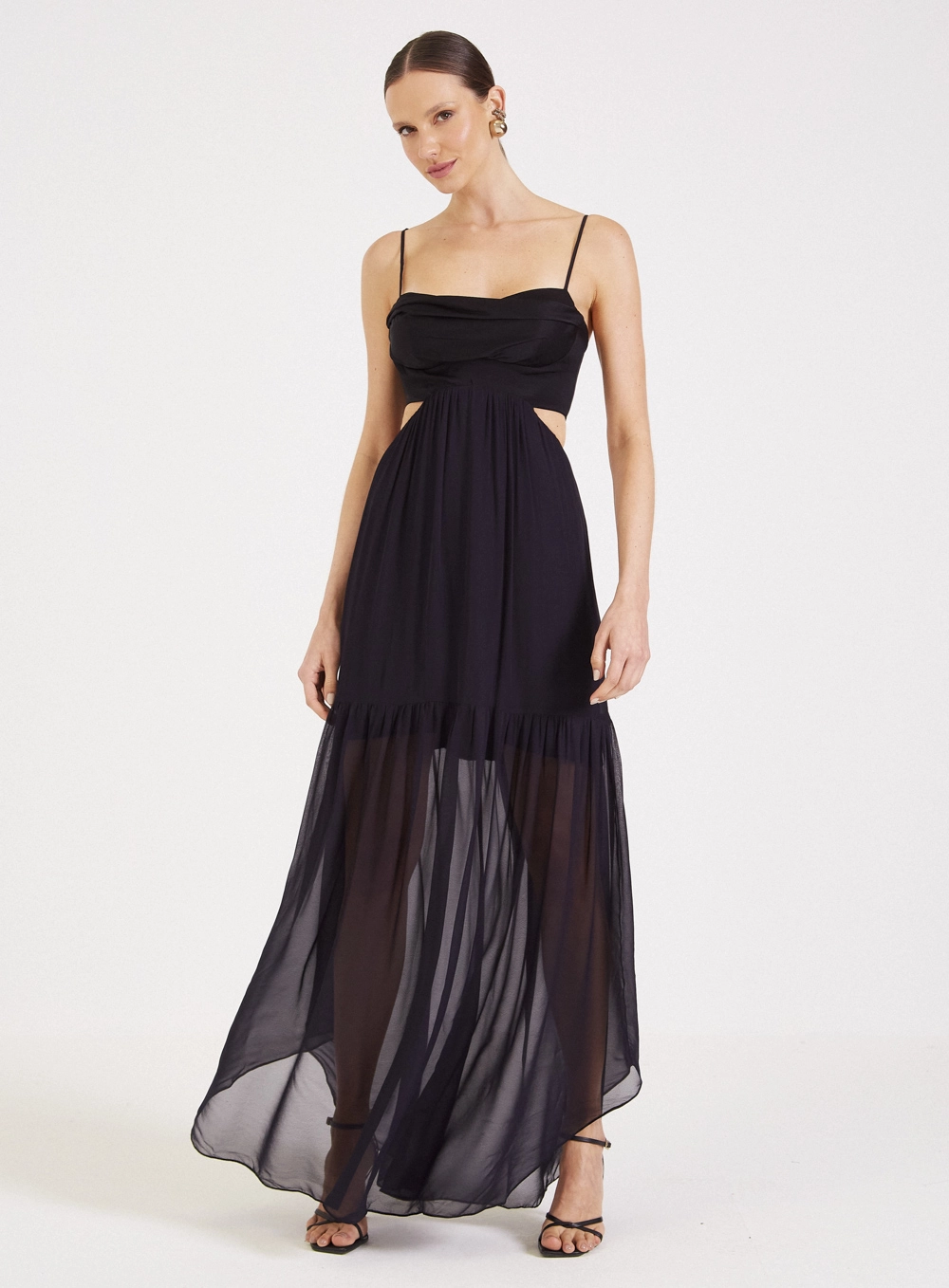 Vestido Fluído Cut Out Preto 4