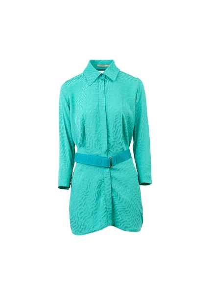 Vestido Seda Jacquard Com Cinto