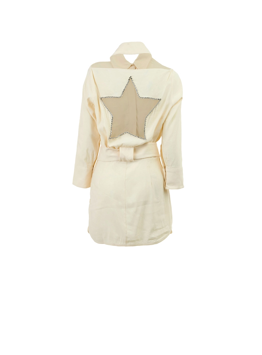 Vestido Alfaiataria Com Bordado Manual Bege 2